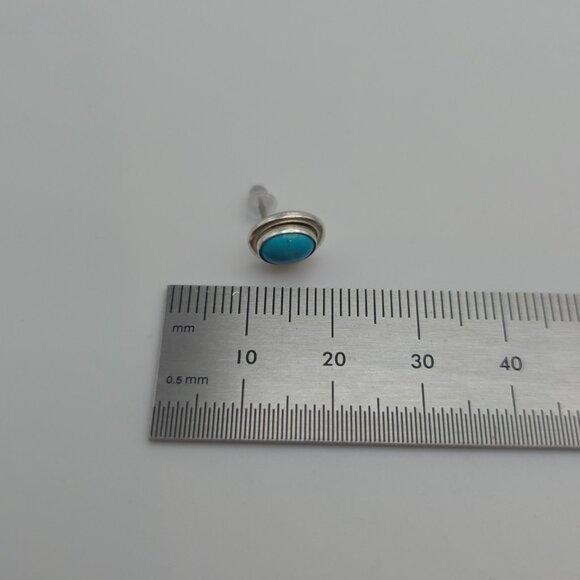 Sterling Silver Cute Small Blue Stone Stud Earrings A457 - Picture 4 of 5